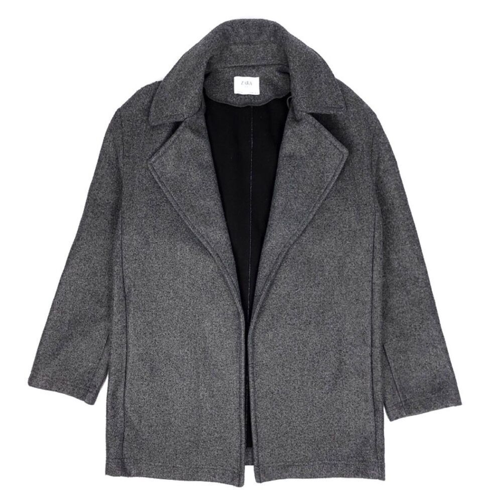 ZARA Minimal Long Oversized Open Front Blanket Coat Old Money Gray Mens Small